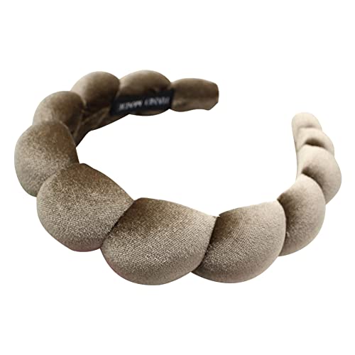 Damen Spa Stirnband Schwamm & Frottee Handtuch Stoff Haarband für Gesichtswäsche, Make-up-Entfernung, Dusche, Hautpflege (Khaki) von HIMS