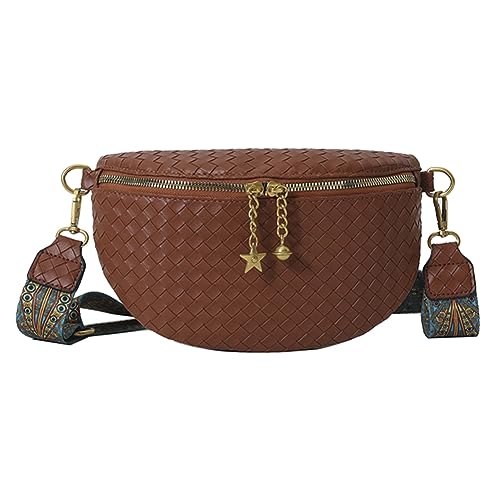 HIMS Bauchtasche Damen,Crossbody Bag Damen Breiter Gurt, Bauchtasche Damen Handtasche, Kleine Damen Umhängetasche mit Doppelter Reißverschluss von HIMS