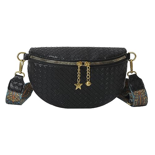 HIMS Bauchtasche Damen,Crossbody Bag Damen Breiter Gurt, Bauchtasche Damen Handtasche, Kleine Damen Umhängetasche mit Doppelter Reißverschluss von HIMS