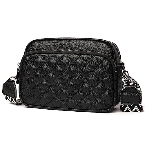 HIMS Bauchtasche Damen Stylisch,Leder Crossbody Bag Damen,Handytasche zum Umhängen, Umhängetasche Damen Klein Moderne Taschen mit Breitem Schultergurt u 3 fächern von HIMS