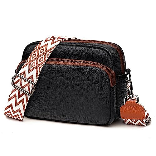 HIMS Bauchtasche Damen Stylisch,Leder Crossbody Bag Damen,Handytasche zum Umhängen, Umhängetasche Damen Klein Moderne Taschen mit Breitem Schultergurt u 3 fächern von HIMS