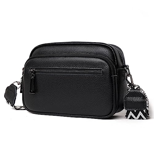 HIMS Bauchtasche Damen Stylisch,Leder Crossbody Bag Damen,Handytasche zum Umhängen, Umhängetasche Damen Klein Moderne Taschen mit Breitem Schultergurt u 3 fächern von HIMS