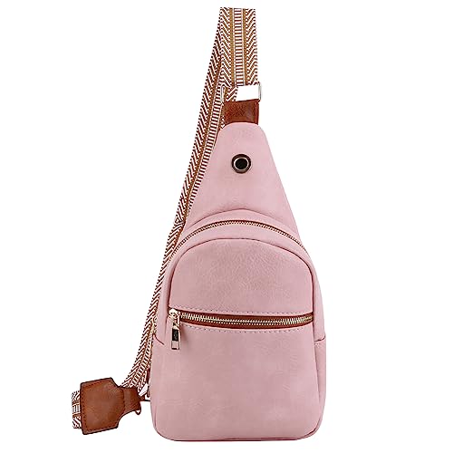 HIMS Brusttasche aus PU-Leder für Frauen, Sling Bag für Männer, modisch, Umhängetasche mit verstellbarem Schultergurt, Rosa, Casual von HIMS