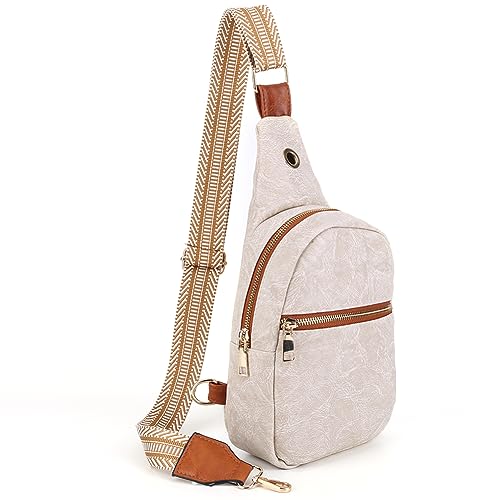 HIMS Brusttasche aus PU-Leder für Frauen, Sling Bag für Männer, modisch, Umhängetasche mit verstellbarem Schultergurt, grau, Casual von HIMS