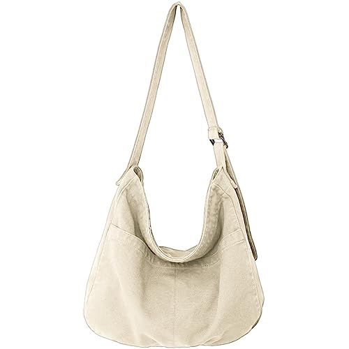 HIMS Canvas Messenger Bag, Kuriertasche aus Leinenstoff, Hobo crossbody bag mit mehreren Taschen, Grosse Kapazität Umhängetasche für Damen und Herren von HIMS