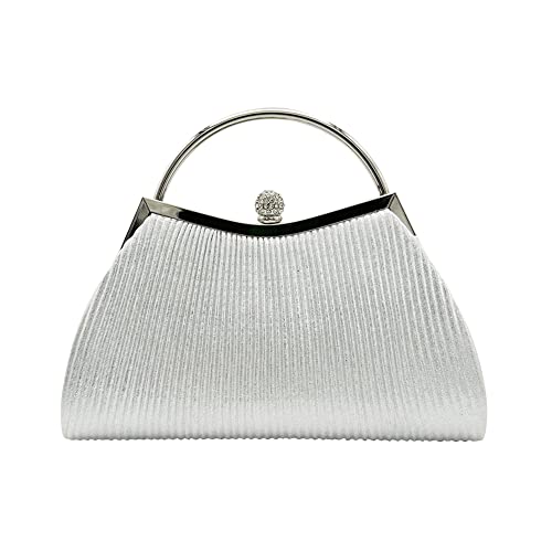 HIMS Clutches & Clutches Damen – Clutches für Zeremonie Hochzeit mit abnehmbarer Kette, Abendtasche Damen Chic – Handtasche für Partys, Silber -1, Minimal von HIMS