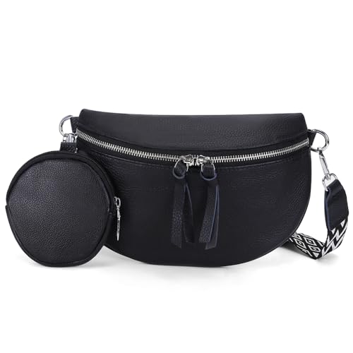 HIMS Crossbody Bag Damen, Bauchtasche Damen Breiter Gurt mit Geldbörse, Moderne Taschen mit Breitem Schultergurt, Klein Damen Umhängetasche mit Reißverschluss von HIMS