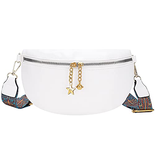 HIMS Crossbody Bag Damen Breiter Gurt, Bauchtasche Damen Stylisch, Damen Handytasche zum Umhängen, Bauchtasche Damen Leder Groß mit Abnehmbarem Schultergurt von HIMS