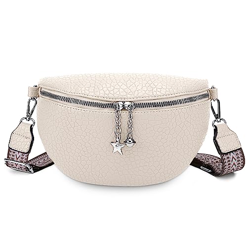 HIMS Crossbody Bag Damen Breiter Gurt, Umhängetasche Damen Klein, Bauchtasche Damen Leder Geldbörse, Damenhandtasche mit abnehmbarem Schulterriemen von HIMS