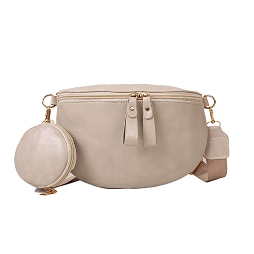 HIMS Crossbody Bag Damen Breiter Gurt, Umhängetasche Damen Klein, Bauchtasche Damen Leder Geldbörse, Damenhandtasche mit abnehmbarem Schulterriemen von HIMS