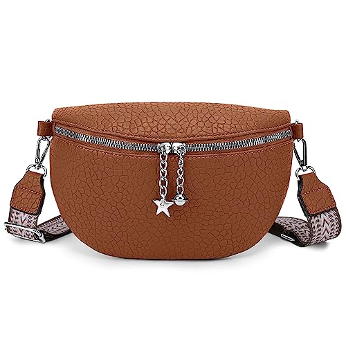 HIMS Crossbody Bag Damen Breiter Gurt, Umhängetasche Damen Klein, Bauchtasche Damen Leder Geldbörse, Damenhandtasche mit abnehmbarem Schulterriemen von HIMS