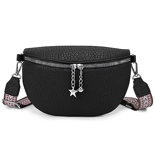 HIMS Crossbody Bag Damen Breiter Gurt, Umhängetasche Damen Klein, Bauchtasche Damen Leder Geldbörse, Damenhandtasche mit abnehmbarem Schulterriemen von HIMS