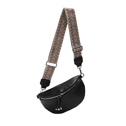 HIMS Crossbody Bag Damen Breiter Gurt, Umhängetasche Damen Klein, Bauchtasche Damen Leder Geldbörse, Damenhandtasche mit abnehmbarem Schulterriemen von HIMS