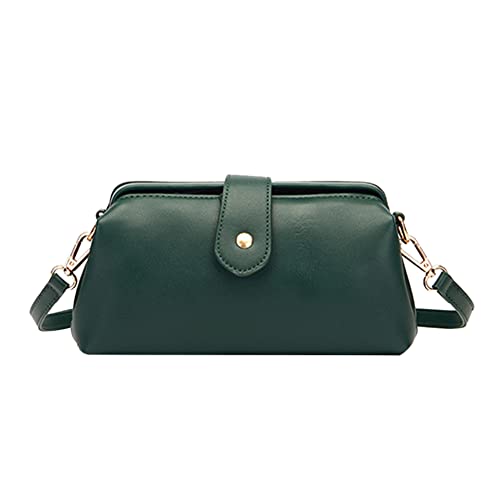 HIMS Damen Retro-PU-Leder-Umhängetasche mit Reißverschluss, Vintage Schultertasche Handtasche für Frauen（Grün） von HIMS