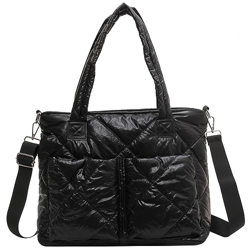 HIMS Damen puffer tote bag, Down Gepolsterte Umhängetasche, gesteppte tasche damen mit großem Fassungsvermögen, Crossbody Gesteppte Einkaufstasche für Reisen, Einkaufen von HIMS