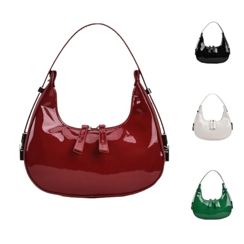 HIMS Kleine Damen PU Leder Handtasche Y2k Umhängetasche Mini Moon Bag, A-Rot., Retro von HIMS