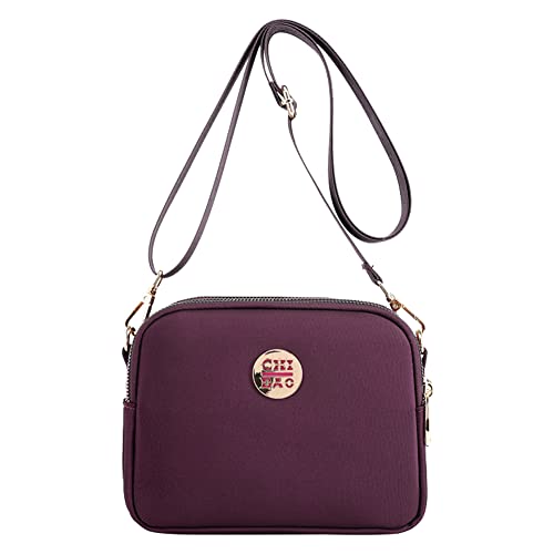 HIMS Kleine Umhängetasche für Damen, elegant, Handtasche aus Nylon, wasserdicht, Umhängetasche, tragbar, mehrere Taschen, mit Reißverschluss, violett, Utility von HIMS