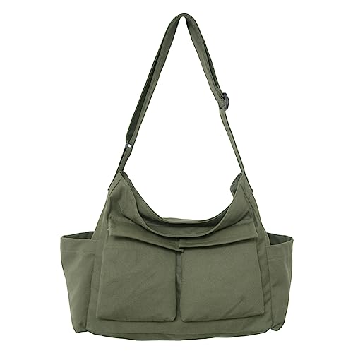 HIMS Kuriertasche aus Leinenstoff Canvas Messenger Bag Vintage Hobo Crossbody bag mit mehreren Taschen Grosse Kapazität Umhängetasche für Damen und Herren von HIMS