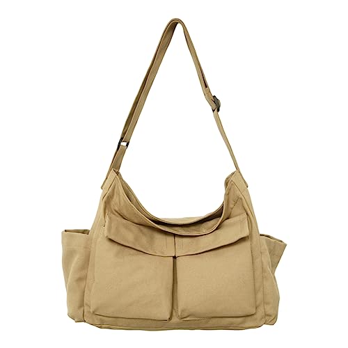 HIMS Kuriertasche aus Leinenstoff Canvas Messenger Bag Vintage Hobo Crossbody bag mit mehreren Taschen Grosse Kapazität Umhängetasche für Damen und Herren von HIMS