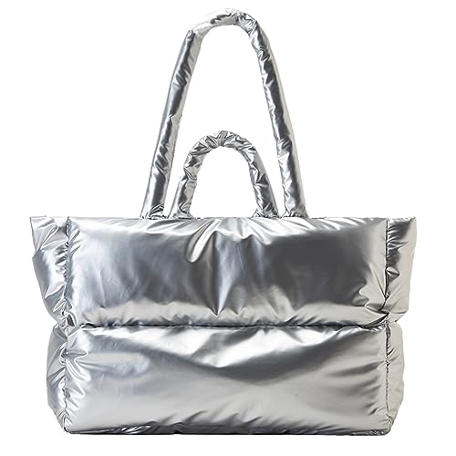 HIMS Puffer Tote Bag Damen Leder, Gesteppte Umhängetasche für Damen, Down Gepolsterte Umhängetasche mit Breiter Riemen, Große Kapazität Ästhetische Handtasche von HIMS