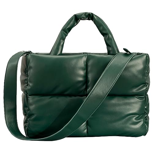 HIMS Puffer Tote Bag Damen Leder, Gesteppte Umhängetasche für Damen, Down Gepolsterte Umhängetasche mit Breiter Riemen, Große Kapazität Ästhetische Handtasche von HIMS