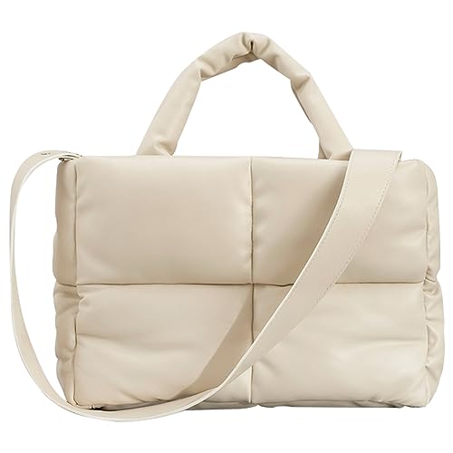 HIMS Puffer Tote Bag Damen Leder, Gesteppte Umhängetasche für Damen, Down Gepolsterte Umhängetasche mit Breiter Riemen, Große Kapazität Ästhetische Handtasche von HIMS