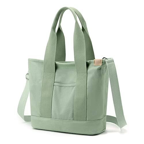 HIMS Tote Bag Umhängetasche Damen mit Reißverschluss,Große Kapazität Multipocket Schultertaschen,Damen Canvas Crossbody Bag für Tägliche Arbeit, Schulausflüge und Einkäufe von HIMS