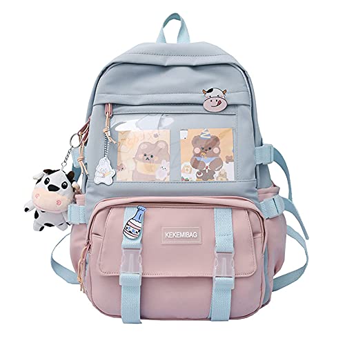 Kawaii Rucksack für Mädchen und Studenten, japanischer Kawaii-Rucksack mit Nadeln und Zubehör, Lolita-Rucksack für Mädchen, Schule, Kawaii, Segeltuchtasche, japanische Harajukue, #09 von HIMS