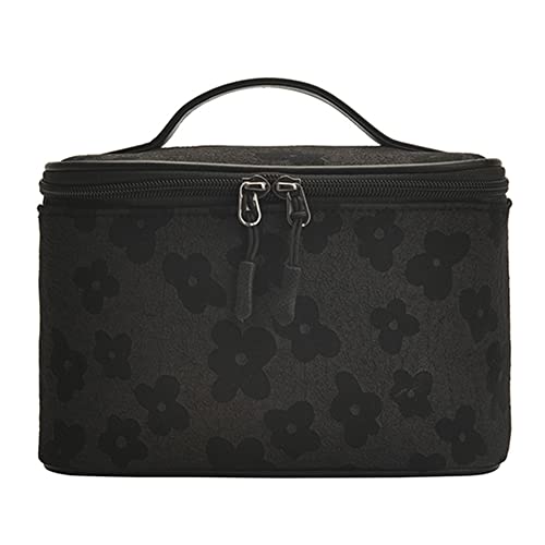 Kosmetiktasche Große Kulturbeutel wasserdichte Kulturbeutel für Reise Damen Make-up Taschen für Kosmetik und Pflegeartikel (Schwarze Blume) von HIMS