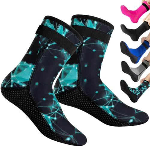 HINATAA 3MM Neoprensocken für Damen Herren, Tauchsocken Schnorcheln Socken, Warm schwimmsocken, Beachvolleyball Socken für Schnorcheln, Surfen, Schwimmen, Segeln, Tauchen, Wassersport (S, Grün) von HINATAA