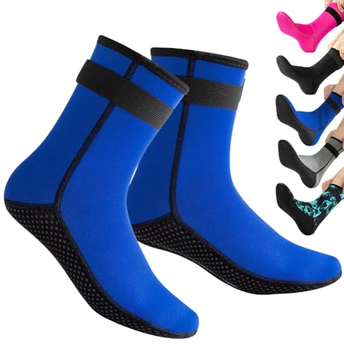 HINATAA 3MM Neoprensocken für Damen Herren, Tauchsocken Schnorcheln Socken, Warm schwimmsocken, Beachvolleyball Socken für Schnorcheln, Surfen, Schwimmen, Segeln, Tauchen, Wassersport (XL, Blau) von HINATAA