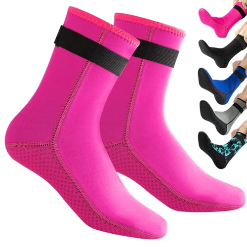 HINATAA 3MM Neoprensocken für Damen Herren, Tauchsocken Schnorcheln Socken, Warm schwimmsocken, Beachvolleyball Socken für Schnorcheln, Surfen, Schwimmen, Segeln, Tauchen, Wassersport (XS, Rosa) von HINATAA