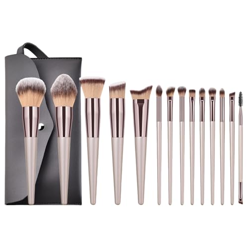 14-teiliges Reise-Pinsel-Set, Make-up-Pinsel-Set mit Aufbewahrungstasche, Kosmetikpinsel-Set, Vollgesichts-Make-up-Pinsel für Lidschatten von HINAYOSAN
