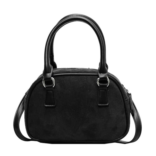 Anspruchsvolle Handtasche aus Velourslederimitat mit verstellbarem Riemen, Tragegriff oben, Crossbody-Tasche, Geldbörse mit Tragegriff oben, Schwarz , One Size von HINAYOSAN
