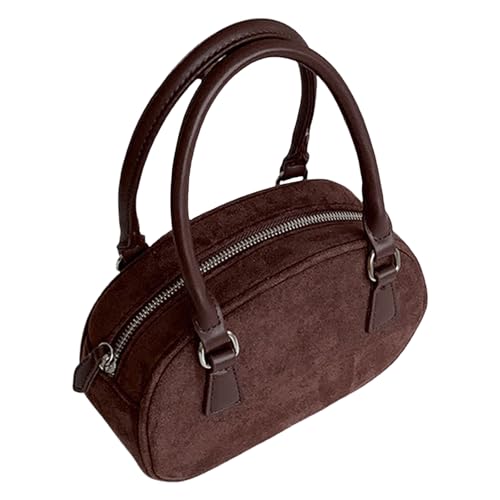 Anspruchsvolle Handtasche aus Velourslederimitat mit verstellbarem Riemen, Tragegriff oben, Crossbody-Tasche, Geldbörse mit Tragegriff oben, coffee, One Size von HINAYOSAN