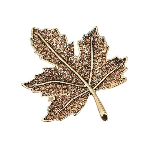 Brosche mit Blatt-Design aus Legierung mit abgenutzten Details und Kristallakzenten, antiker Schmuck-Anstecker für lässige oder formelle Anlässe, Retro-Brosche von der Natur inspiriert, Einheitsgröße von HINAYOSAN