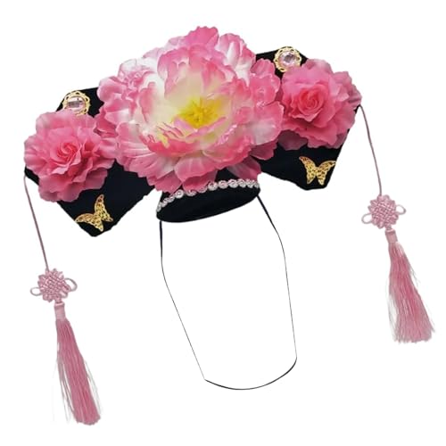 Chinesische Qitou-Stirnbänder, Bühnenprinzessin-Kopfbedeckung, Haarbänder, Konkubinen, Kopfschmuck, Haarreif, auffälliger Blumenkopfschmuck von HINAYOSAN