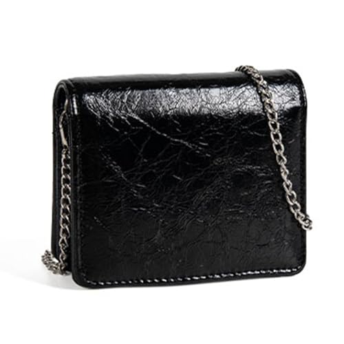Damen-Umhängetasche, Kette, Münzgeldbörse, PU-Leder, kleine Lippenstift-Tasche, Schultertasche, geeignet für verschiedene Anlässe und Reisen, modische Schlüsselanhänger, Schwarz , Mass Beauty von HINAYOSAN