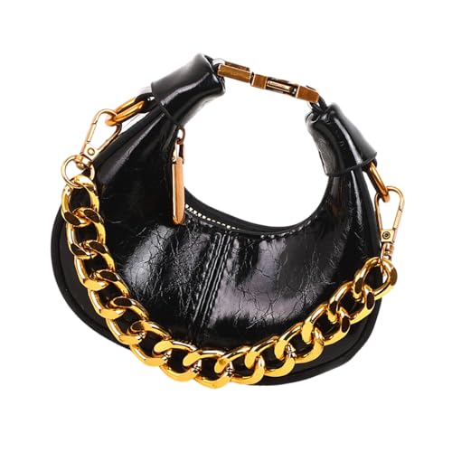 Damentasche Halbkreis Crossbody Retro Handtasche und Geldbörse Herbst Winter Schulter Halbmond für Alltag Frauen Herbst Winter Schulter Retro Handtasche Halbkreis Crossbody, Schwarz , One Size von HINAYOSAN