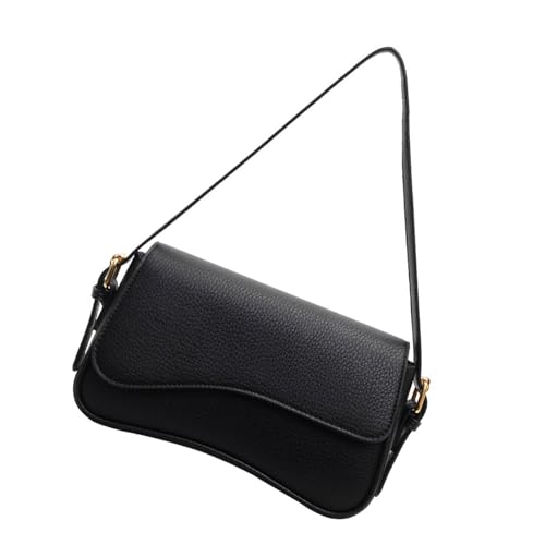 Damentasche Herbst Winter Crossbody PU Leder Schulter Einkaufen Einfache Messenger Damen Retro Handtasche Frauen Sättel Trend Schulter PU Leder Crossbody Trendy Geldbörse, Schwarz , One Size von HINAYOSAN