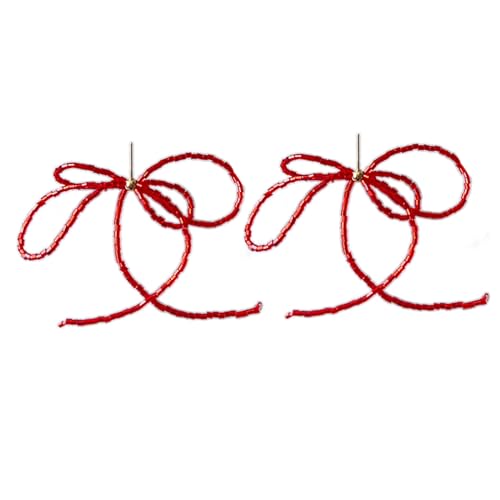 Einfache Perlenohrringe mit Schleife, modisch, baumelnde Quasten, Anhänger, Ohrringe, Partyschmuck, Winter-Charm-Ohrring, elegante Perlenschleife, einfach zu verwenden, Einheitsgröße, Wie beschrieben von HINAYOSAN