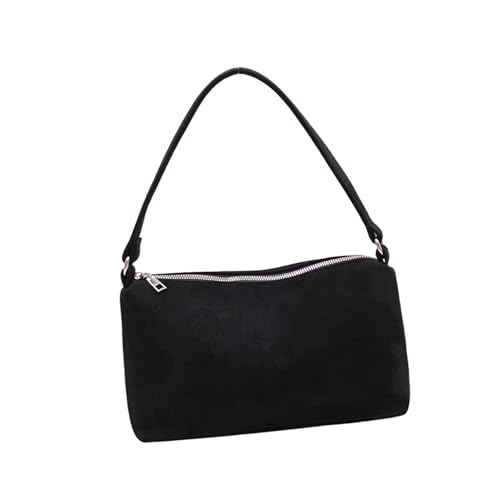 Elegante Damen-Umhängetasche, geräumiger Innenraum, PU-Leder, Unterarm-Geldbörse, zylindrische Handtasche, ideal für Arbeit oder Freizeit, Veranstaltung, Retro-Schultertasche, Schwarz , One Size von HINAYOSAN