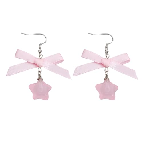 Elegante Schleifen-Ohrringe mit Stern-Anhänger, multifunktionales Accessoire, Stern-Anhänger, Ohrringe für stilvolle Frauen und Mädchen, Schleifenband, Einheitsgröße, Wie beschrieben, Wie beschrieben von HINAYOSAN