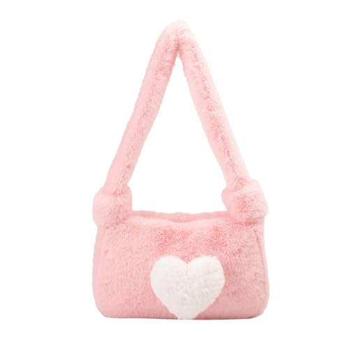 HINAYOSAN 2023 Neue Unterarmtasche Fluffys Schultertaschen Große Kapazität Tote Plüsch Handtasche Achsel Vielseitig Trendige Taschen für Mädchen Winter Klein, B, One Size von HINAYOSAN