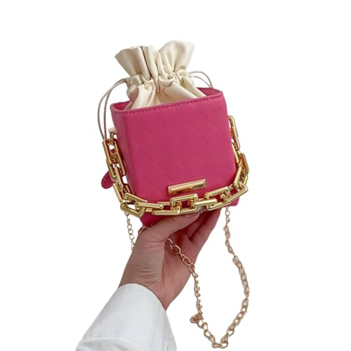 HINAYOSAN 2023 PU Tote Bag Crossbody Handtasche Quadratische Schulter für Mädchen Frauen Vielseitige Kordelzug-Taschen Trendige wasserdichte Damentasche, C, One Size von HINAYOSAN