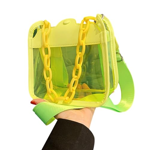HINAYOSAN 2023 Umhängetasche Crossbody PVC Transparent Jelly Trendy Kette Taschen Mode Tote Vielseitige Handtasche für Mädchen Teenager Modisches Design PVC Tasche, gelb, One Size von HINAYOSAN