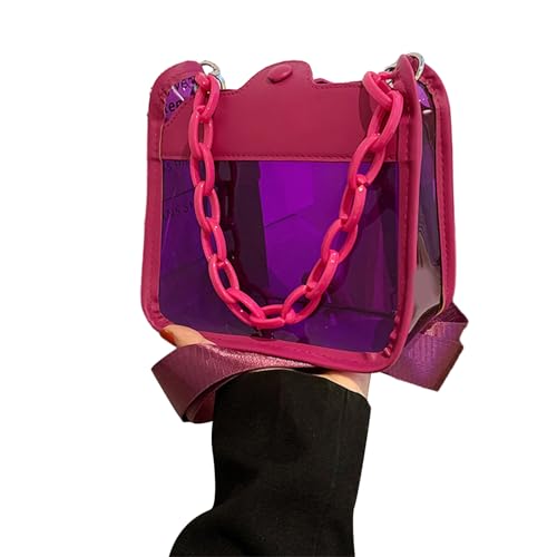 HINAYOSAN 2023 Umhängetasche Crossbody PVC Transparent Jelly Trendy Kette Taschen Mode Tote Vielseitige Handtasche für Mädchen Teenager Modisches Design PVC Tasche, violett, One Size von HINAYOSAN