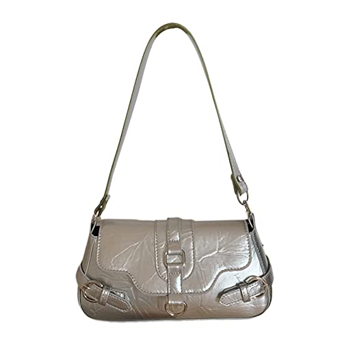 HINAYOSAN All-Matching-Kuriertasche für Damen, legere Schultern, PU-Leder, Unterarm, französische Umhängetasche, Damen, Kuriertasche, trendiger Crossbody, weibliche PU-Leder-Schulter, silber, One Size HINAYOSAN All-Matching-Kuriertasche für Damen, legere Schultern, PU-Leder, Unterarm, französische Umhängetasche, Damen, Kuriertasche, trendiger Crossbody, weibliche PU-Leder-Schulter, silber, One Size von HINAYOSAN