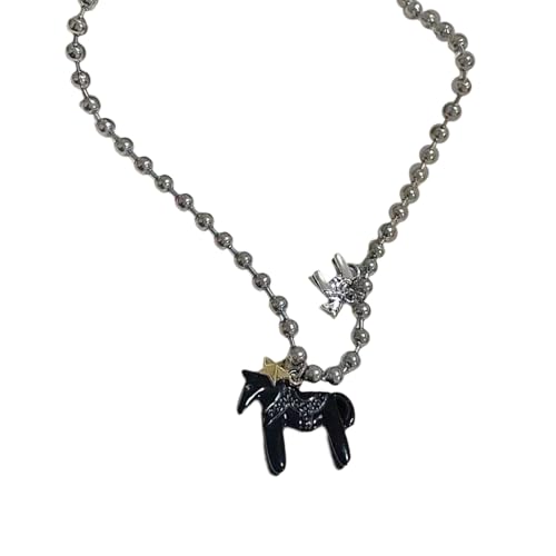HINAYOSAN Anmutige Galoppierende Pferdehalskette, angenehm zu tragen, oxidationsbeständige Legierung, Schmuck, Geschenk, langlebig, modische Halskette, Einheitsgröße, Wie beschrieben, Wie beschrieben von HINAYOSAN