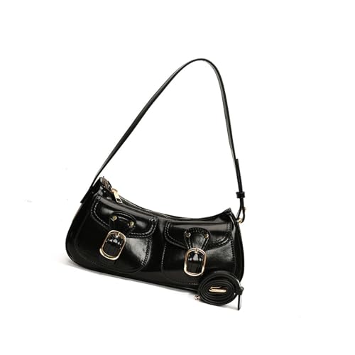 HINAYOSAN Anspruchsvolle Umhängetasche aus PU-Leder für Damen, Unterarm-Geldbörse, trendige Achselhöhle für lässige Ausflüge und Verabredungen unter den Armen, Schwarz , One Size von HINAYOSAN